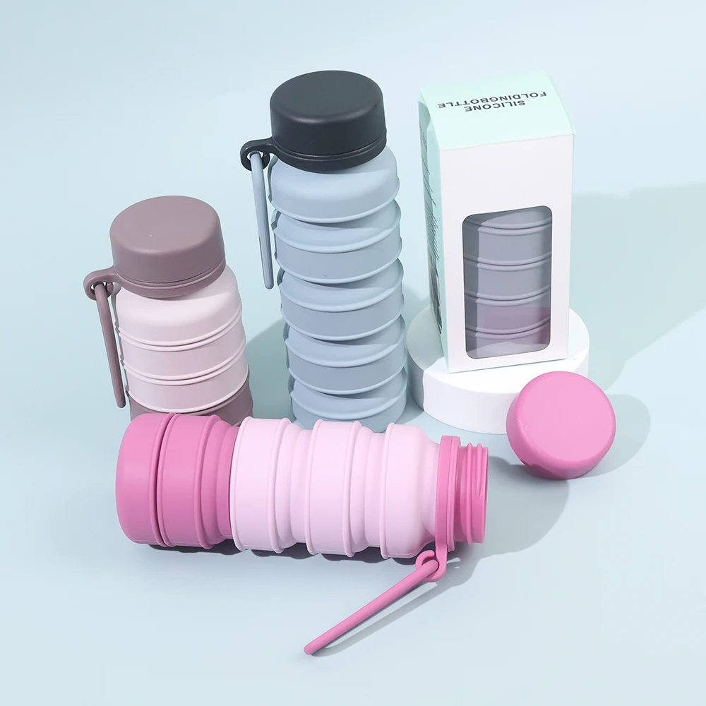 Business Gift Portable Bpa Free Insulated Custom Foldable Bottle Water Eco-friendly Silicone Collapsible Water Bottle With Straw