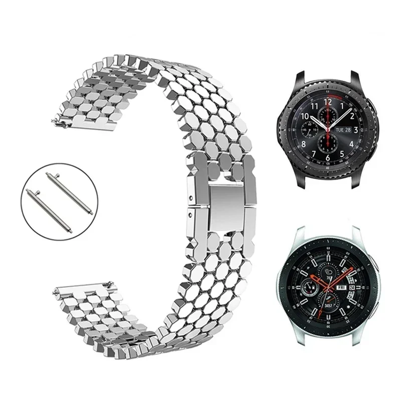 CAOWTAN 22mm Stainless Steel Strap for Samsung Galaxy Watch 3 Band Gear S3 Active 2 for Huawei Watch Bracelet For Amazfit Strap