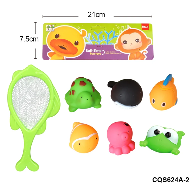 Rubber Ocean Animal Animals Fishing Net Play Set New Model Toys Bath Toy Style Plastic For Kids Baby Children