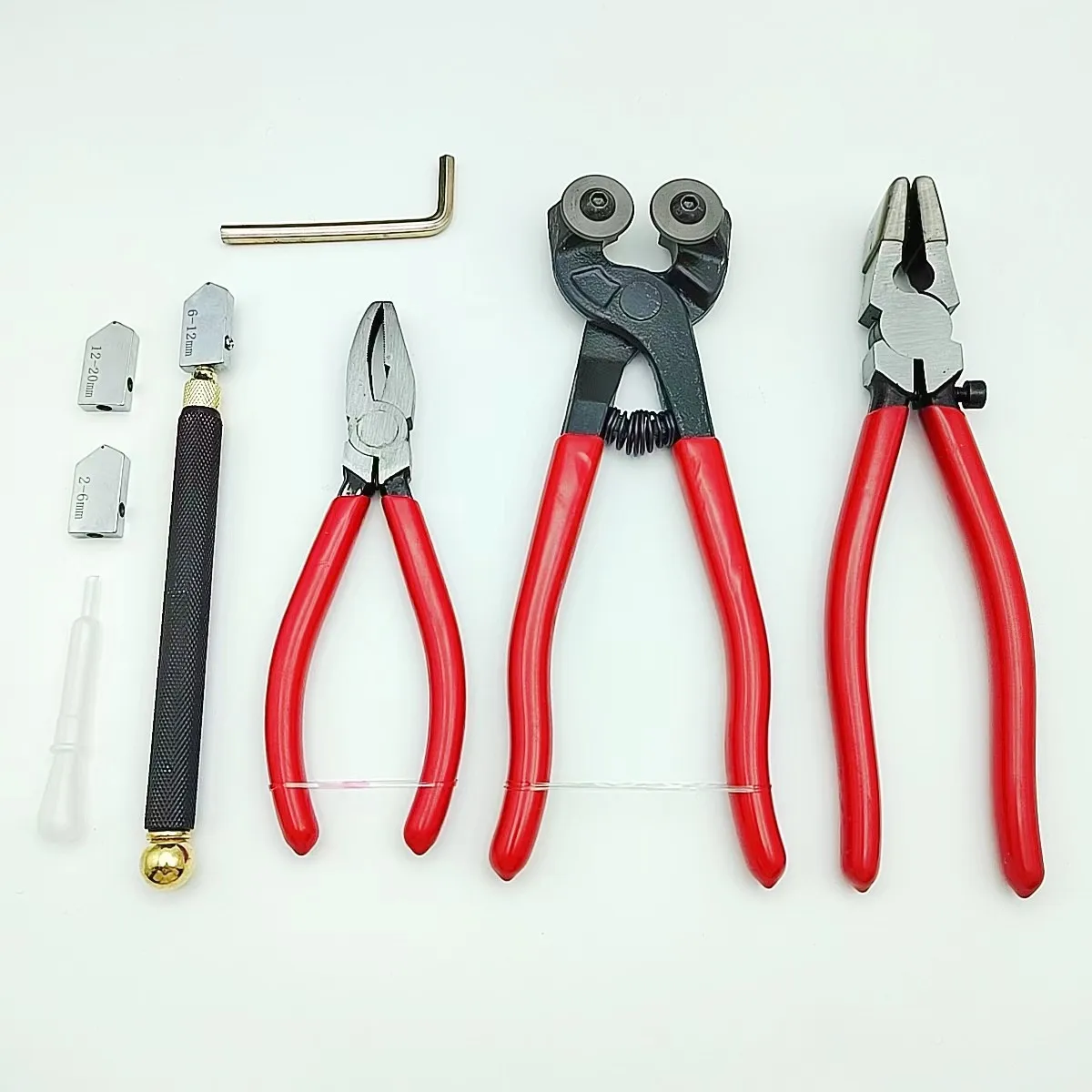 Professional  8 Pieces Glass Cutting Tool Mosaic Cutter Kits with Carbide glass cutter and glass plier