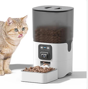 6L Rotatable HD Camera Smart Automatic Pet Cat Food Dispenser Detachable Pet Dry Food Feeder with Timer