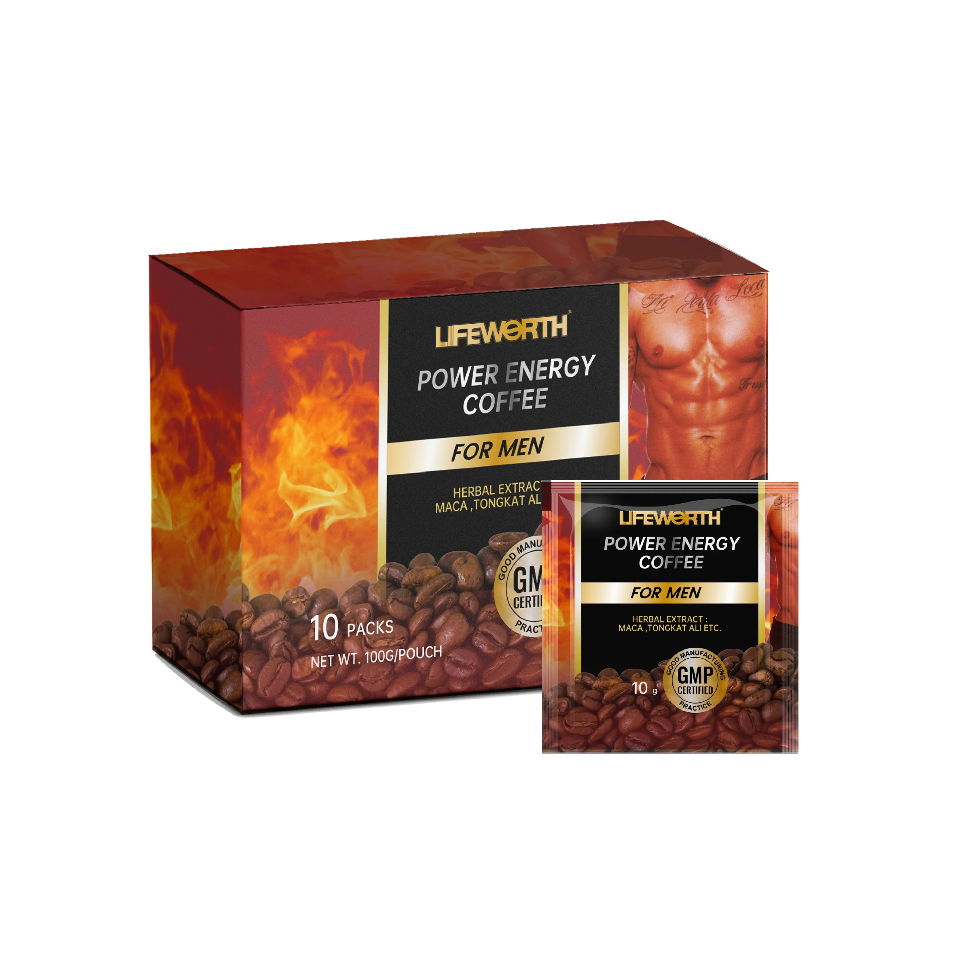 Lifeworth мгновенная черная мака Рейши пищевые добавки для мужчин корейский женьшень Тонгкат Али кафе энергетический травяной порошок взрослых