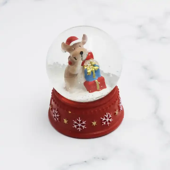 2024 Christmas decoration new snowing resin snowball lovely elk Christmas snowball