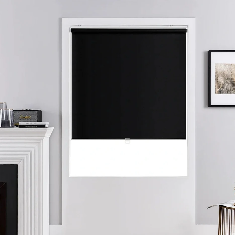 Customized size polyester of window roller blinds manual spring system blackout and waterproof roller shades