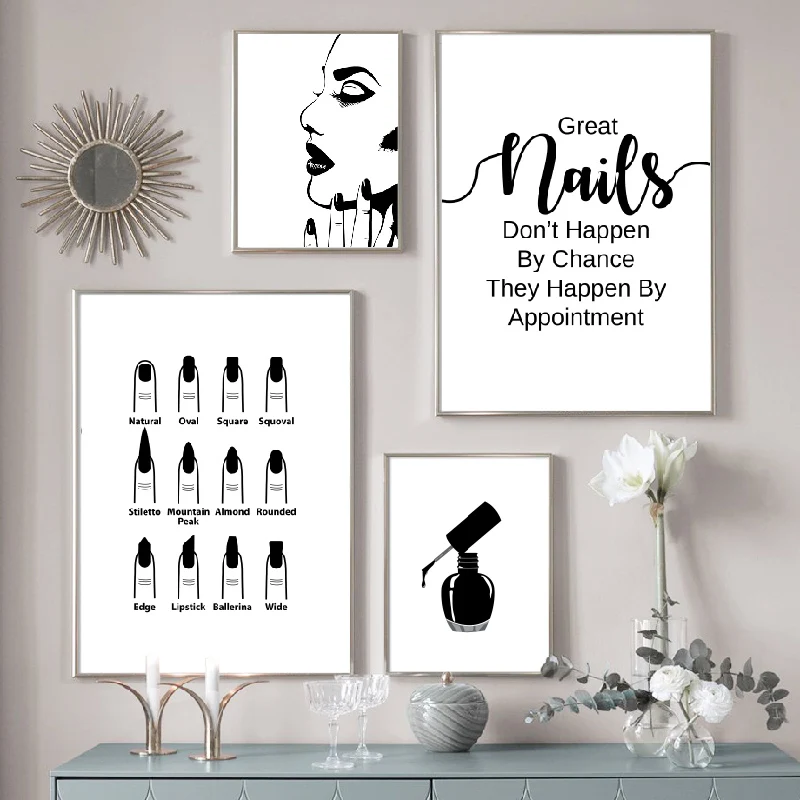 Wall Decoration Beauty Salon Art Canvas Painting Nail Salon Polish Quote Posters Modular Picture Print Tech Artist Abstract Gift