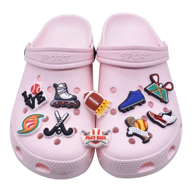 1Pcs Sport Series Silicone Baseball Hockey Garden Shoe Charms PVC Clog Decorations For Wristbands Croc Jibz Kids Party Gifts
