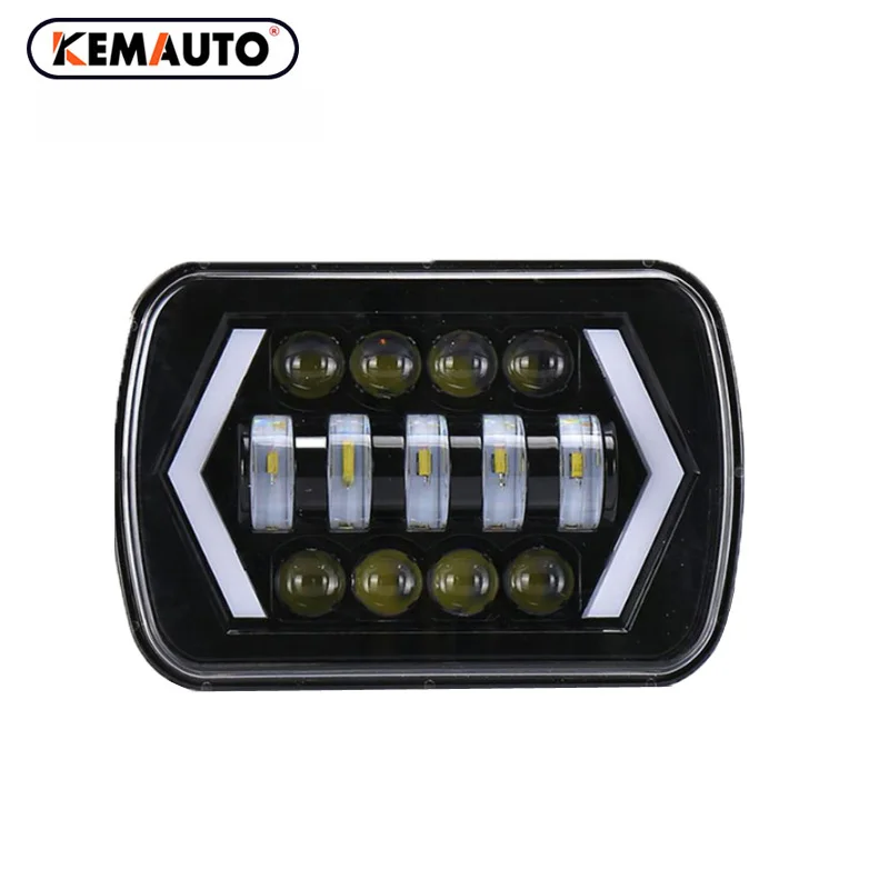 DOT SAE E9 Combo High Low Beam DRL Warning Turn Signal H4 H6054 H5054 Rectangular 5X7 7X6 Square Sealed Beam YJ XJ Led Headlight