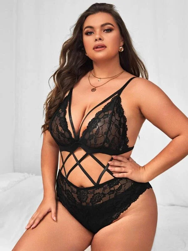 CURVESBODY Women Deep V Bodysuit Erotic Women Plus Size baby doll Sexy Lingeries wedding dress bra underwear