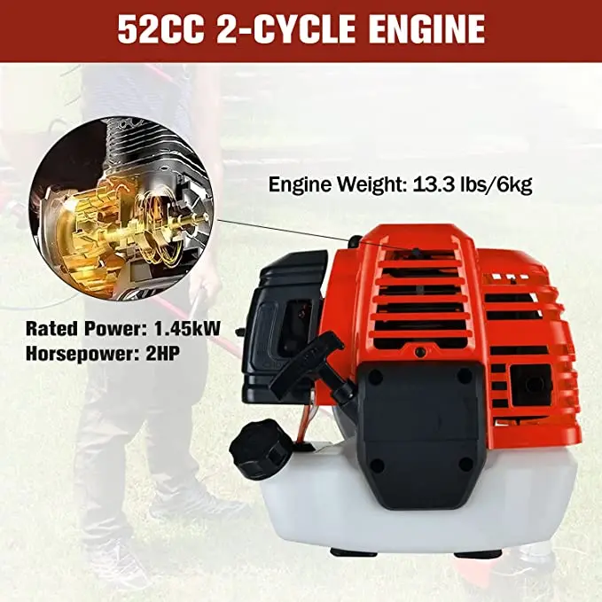 Trimming Tool 52cc 2-Stroke Engine Garden Tool System with Hedge  Brush Cutter