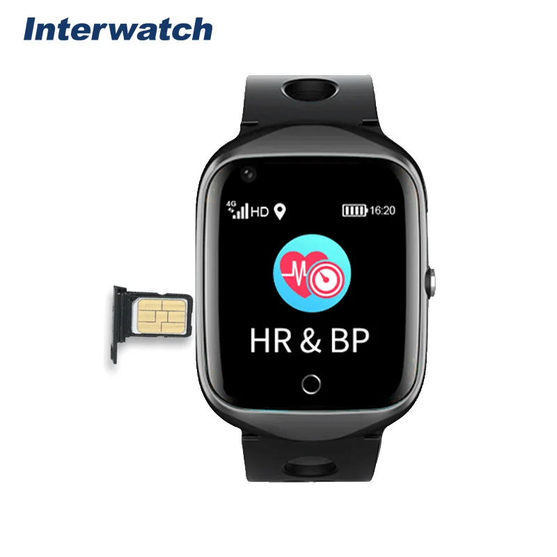 Interpad W20 network 4G silver-black blue-black camera 0.3MP two-way call blood pressure SOS watch elderly
