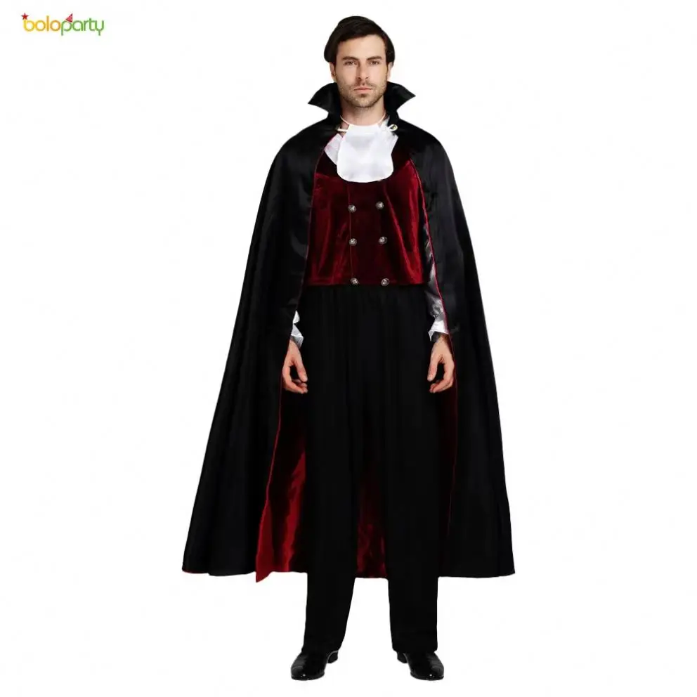 Deluxe Men Halloween Dracula Vampire Cosplay Costumes Long Cloak Fancy Devil Outfit