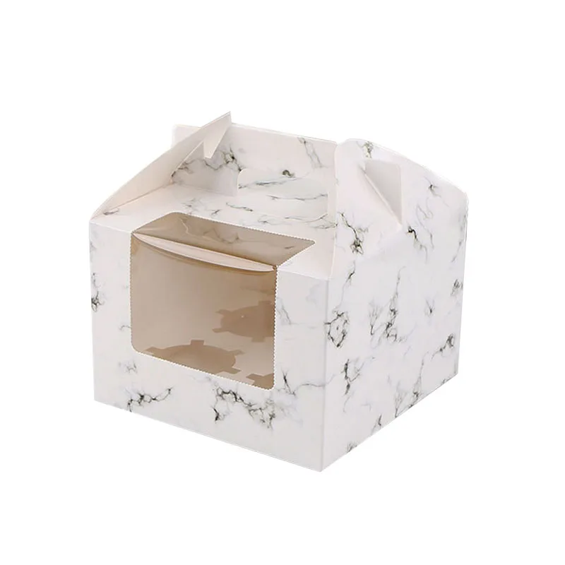 Wholesale Price Egg Tart Cookie Box 4 Treat Holder Cupcake Box with Handle Cake Packaging Box