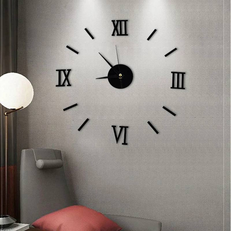 Gold Wholesale Nordic Big Large Home Decorative Sticker Modern Luxury 3D Acrylic DIY Wall Clock