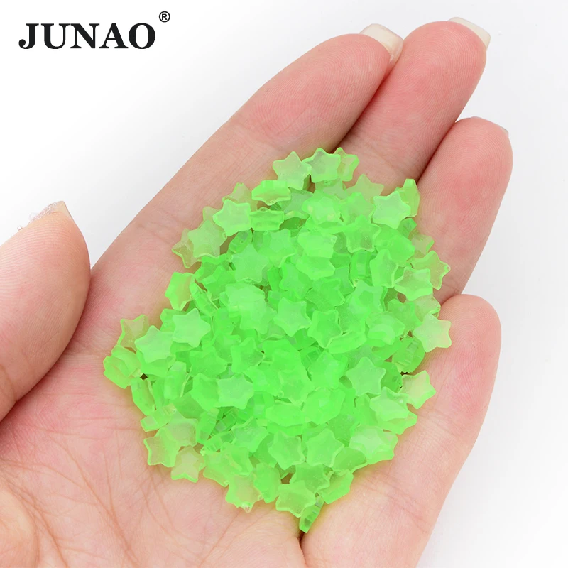 JUNAO Wholesale Packaging Glitter Star Resin Cabochon Glow In The Dark Purple Nail Art Decoration DIY Luminous Resin Rhinestones