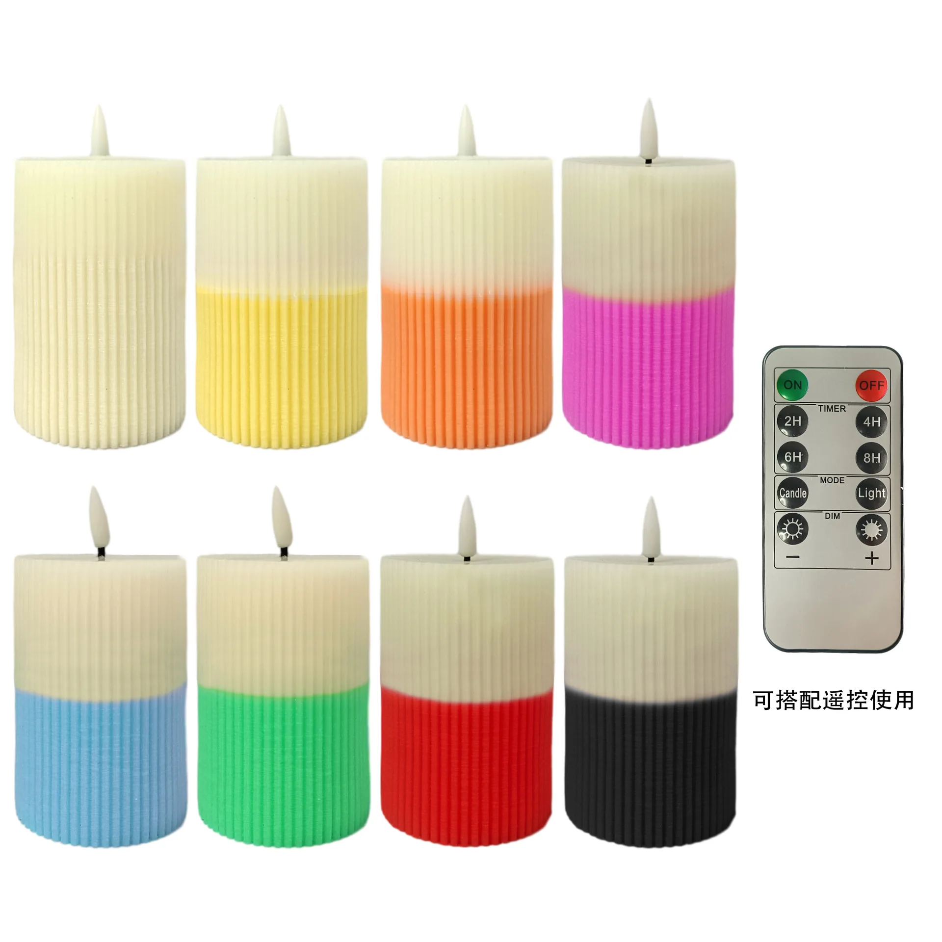 Color Thread Flameless Led Candles Paraffin Stick Votive  pink Orange Pillar  Burning in Bulk Colorful Candles