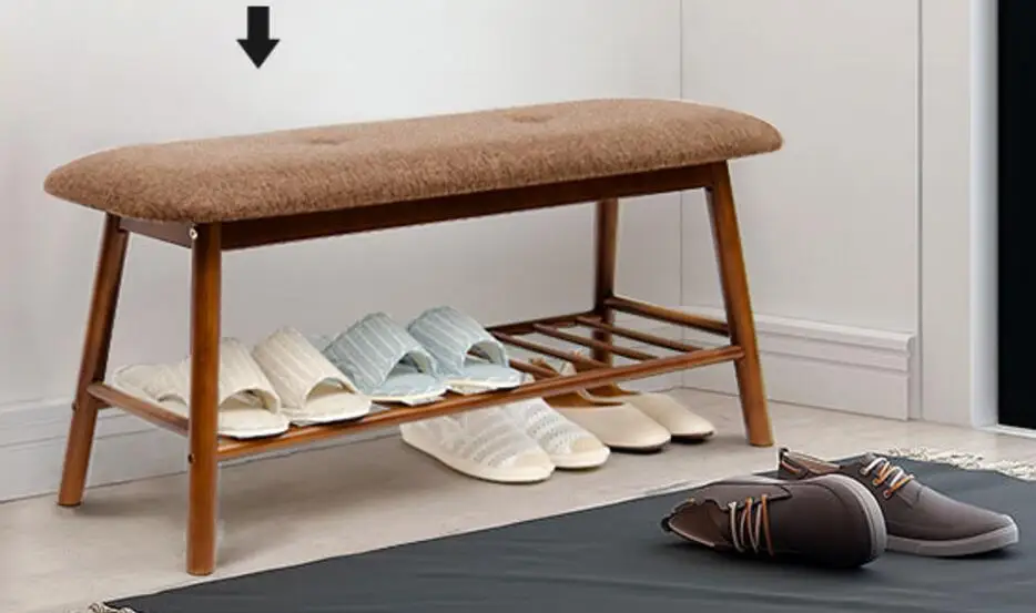 New Arrival Shoes Bench Rack with Seat Cushion Bamboo 3 Tier Multi-functional For Bedroom Front Door