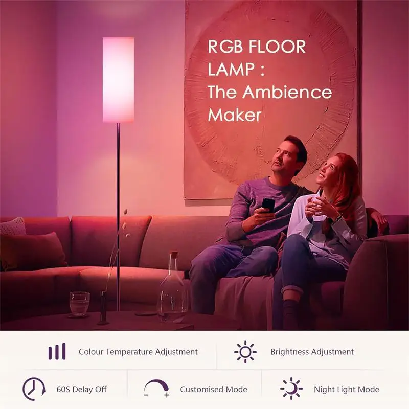 Full Color RGB Floor Lamps WIFI Tuya Ambiance Indoor Corner Light Smart LED Night Light for Living room Bedroom
