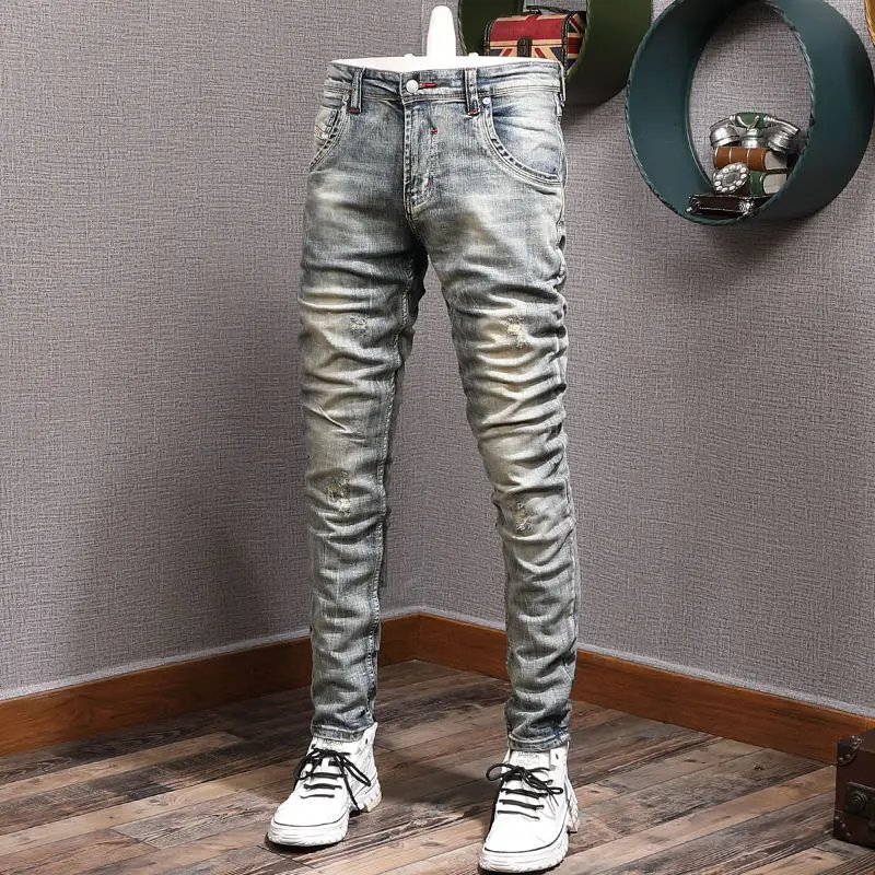 2023 New men and women Jeans Business Straight Sleeve Elastic Loose Retro Wash High End men and women Jeans Factory Direct Sales