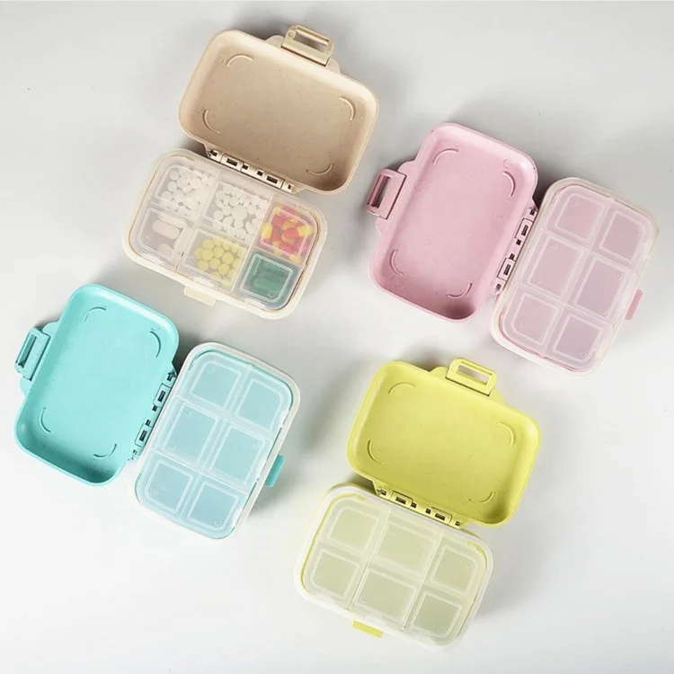 
Hot Selling Custom Logo Two-in-one Multi-functional Six Compartment Medicine Pill Box 
