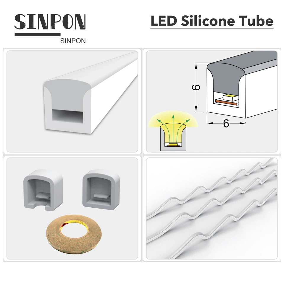 High Quality Mini Diffuser 6X6Mm Flexible Neon Led Silicone Tube For 3Mm Pcb Led Light Strip Silicone Tube