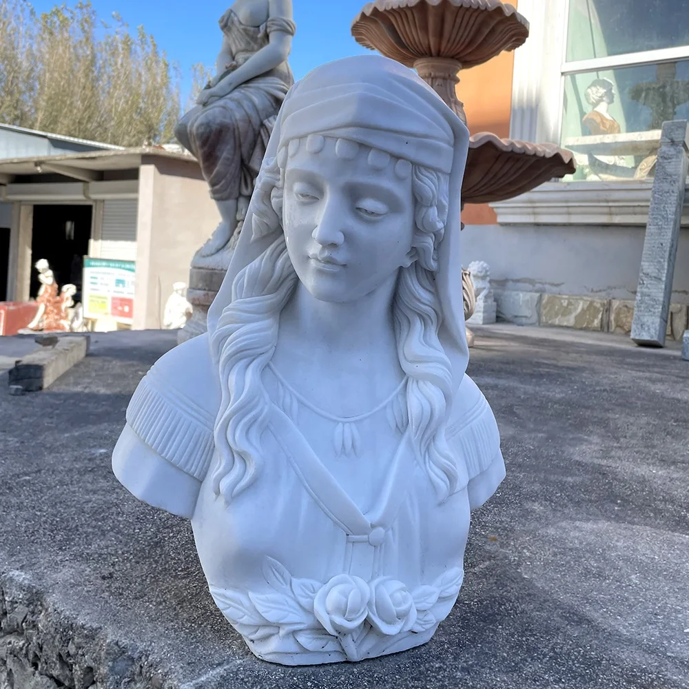 Interior Decoration White Marble Bust Sculpture Roman Apollo Head Statue