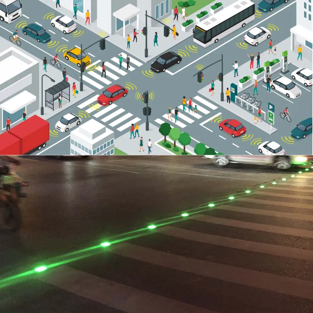 smart zebra Light Systems wireless zebra crossing Intelligent Pedestrian crossing System  solar road stud light