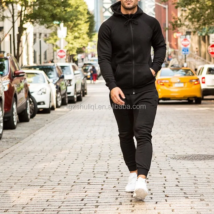 Professional Custom Men's Solid Color Sweatpants Slim Fit Jogger Pants Black Joggers