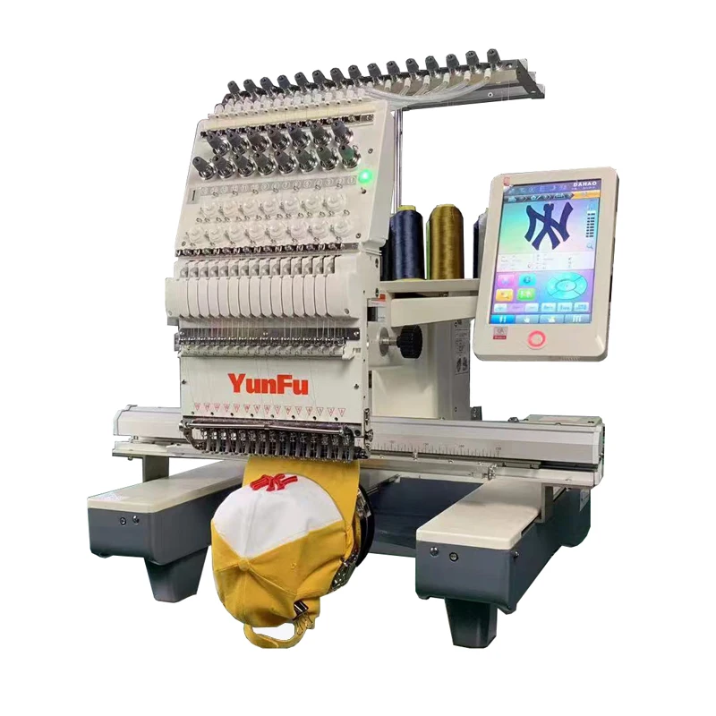 Big Sale!!! Single Head 12/15 Needles 1200 RPM  China Factory YUNFU Embroidery Machine Computerized Computer Embroidery Machines