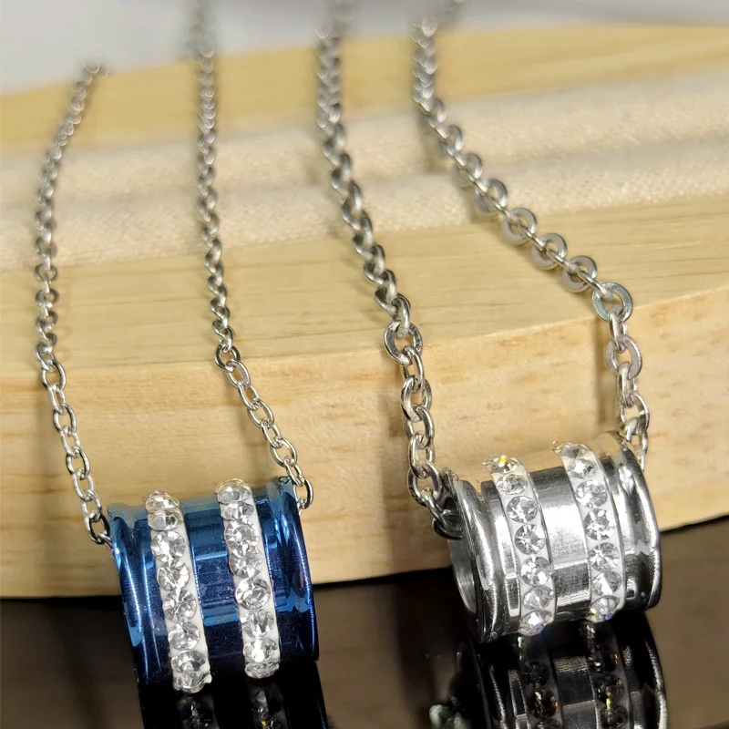 Fashion Jewelry Accessories Titanium Steel Hip Hop Style Cuban Zircon Necklace Pendant Necklace