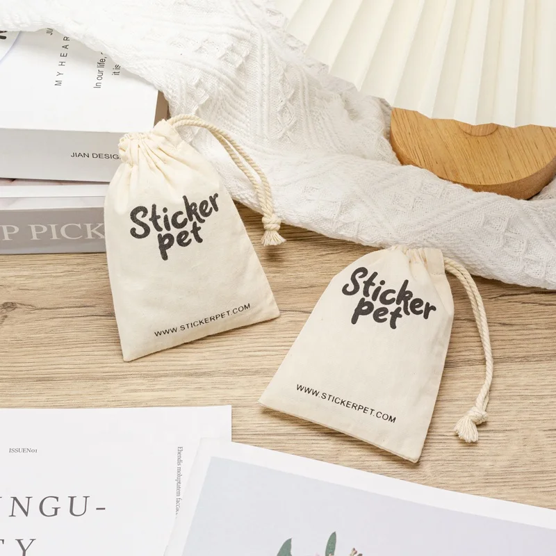 Custom Promotional Natural Cotton Rope Dust Bag Shoes Hair Clothing Packaging Twill Cotton Gift Rope Bag