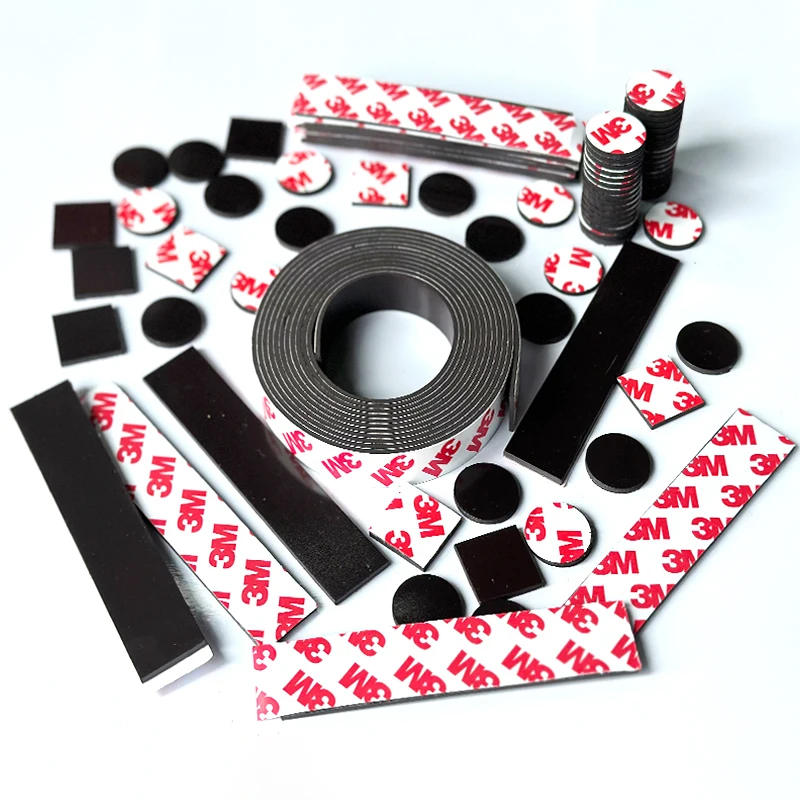 3m strong soft Flexible Self adhesive Neodymium magnet Rubber Magnetic Strip Sheet tape