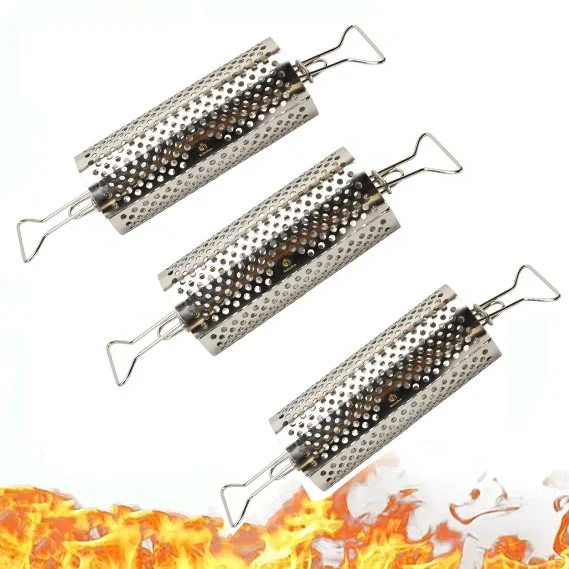 trending products 2024 new arrivals Rolling BBQ Grill Basket Accessories for Roasting Meat Cylinder Grilling Basket Baking