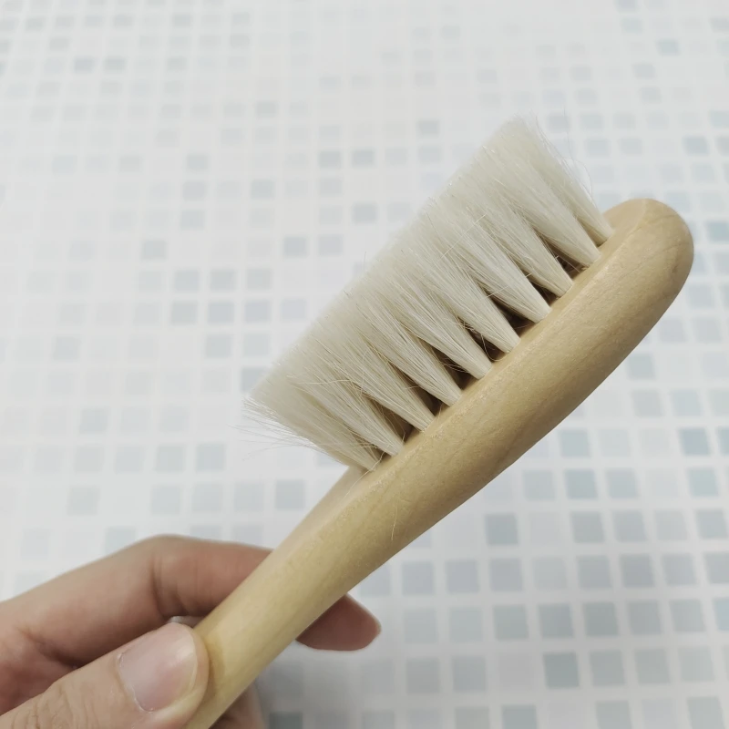 Eco-friendly Kids baby Portable Nurse Care Hair Brush Comb Natural Wood Soft Wool Fur Brush Massage Hair Brush Comb