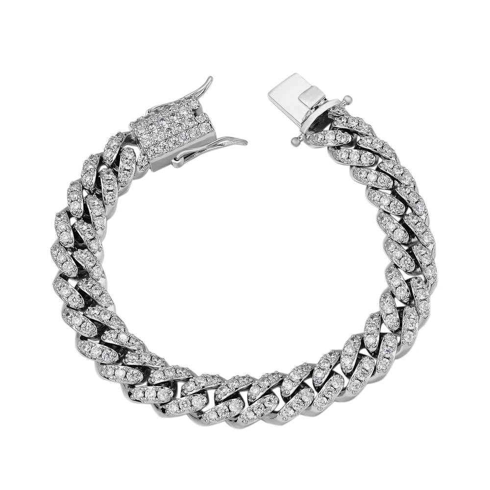  Bling большие мужские 925 серебряные серьги 18K позолоченный синтетический бриллиант Майами КУБИНСКИЙ звено цепи