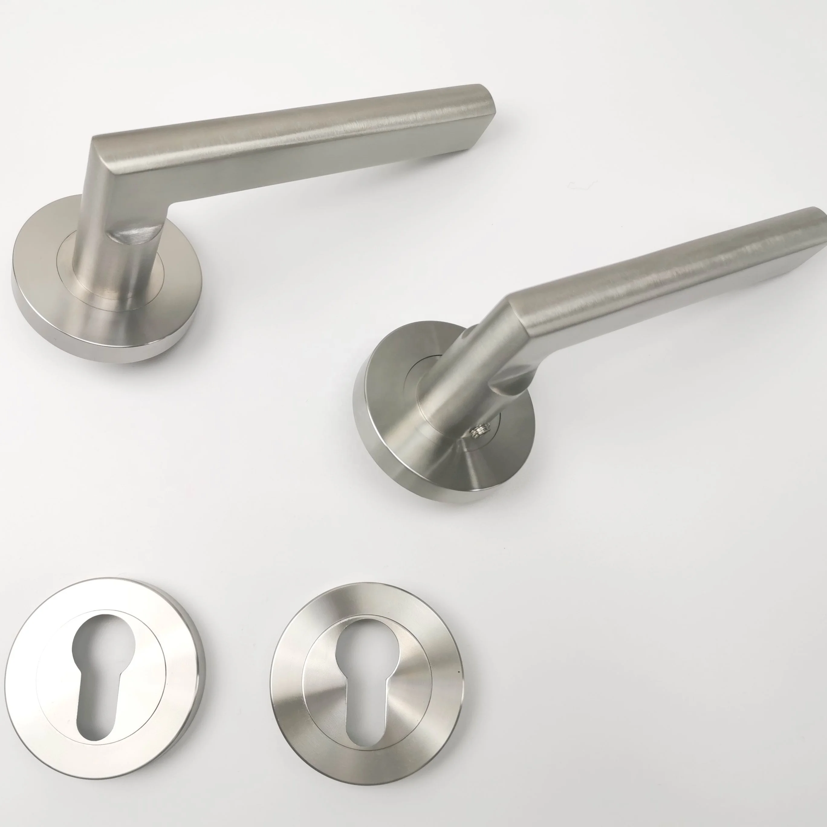 ALL SS304 Solid Casting Door Lever Handle on rose Special Luxury finish with heavy duty horizontal return spring EN1906