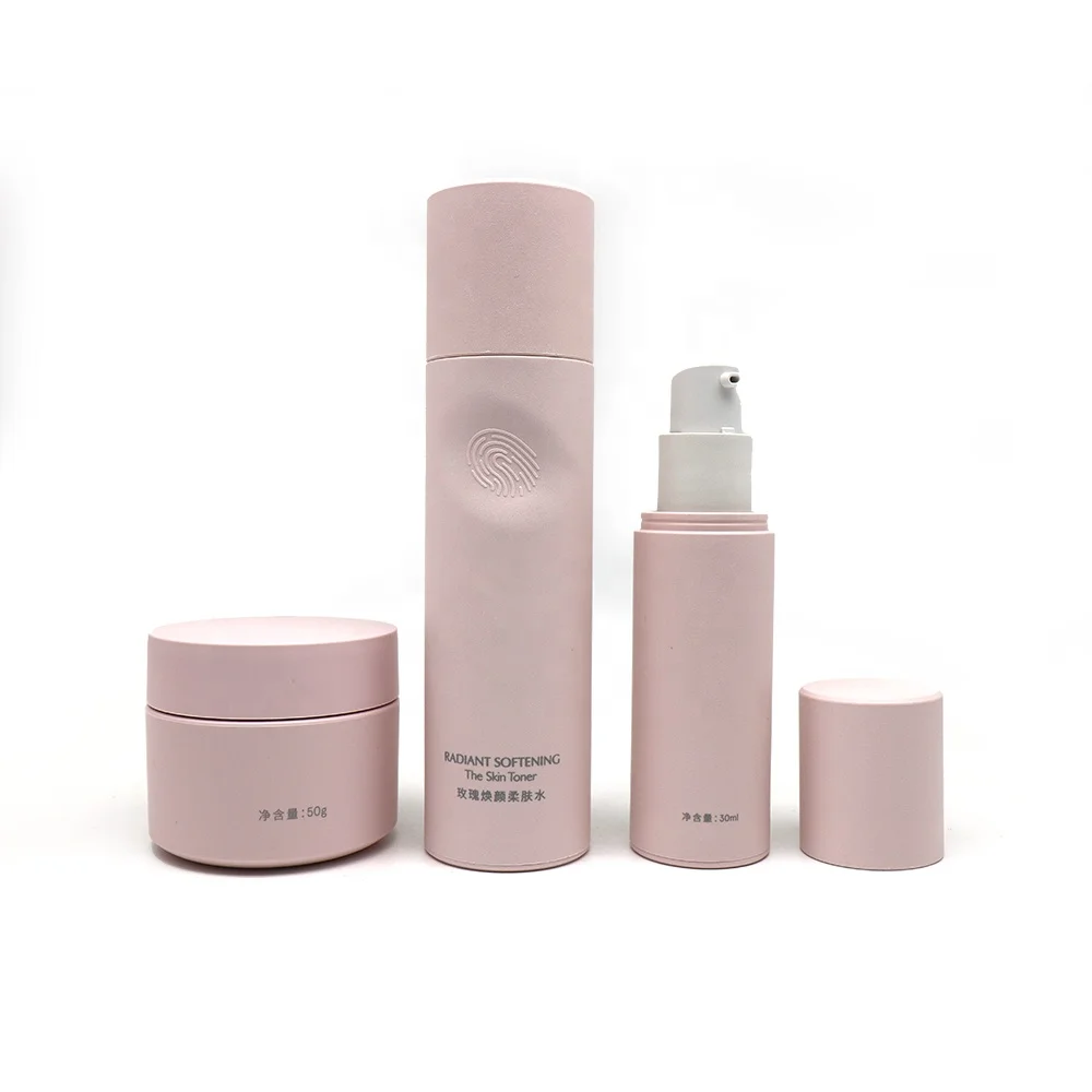 Eco Friendly Recyclable Cosmetic Packaging Foundation Make Up Lotion Dispenser Pump Matte Pink Plastic Bottle Set 30ml 100ml