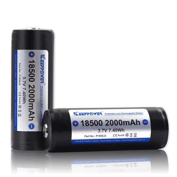 Keeppower 18500 2000 мАч защищенная литий-ионная аккумуляторная батарея P1850J2
