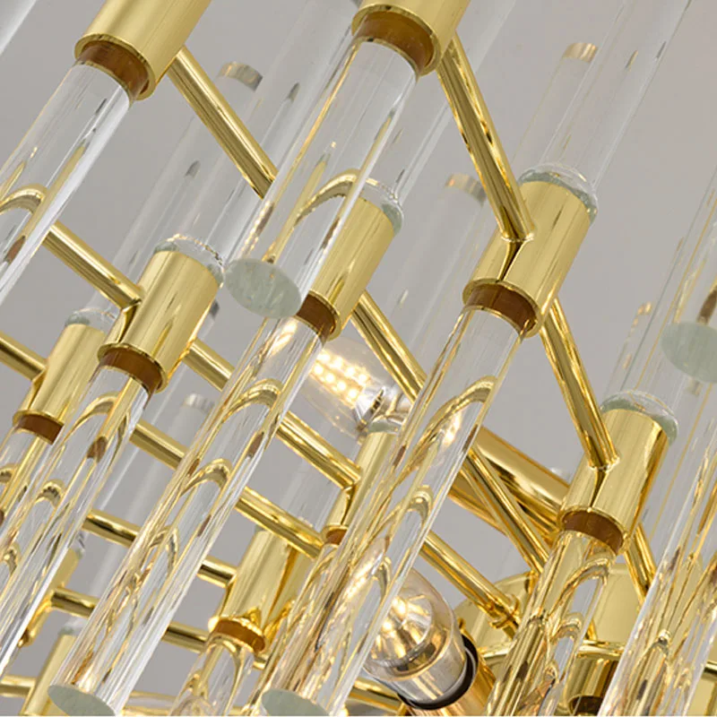 Luxury Crystal Rectangle Chandelier Lighting Hanging Lamp Home Decor Hotel Pendant Kitchen Light Room Dining Modern Restaurant