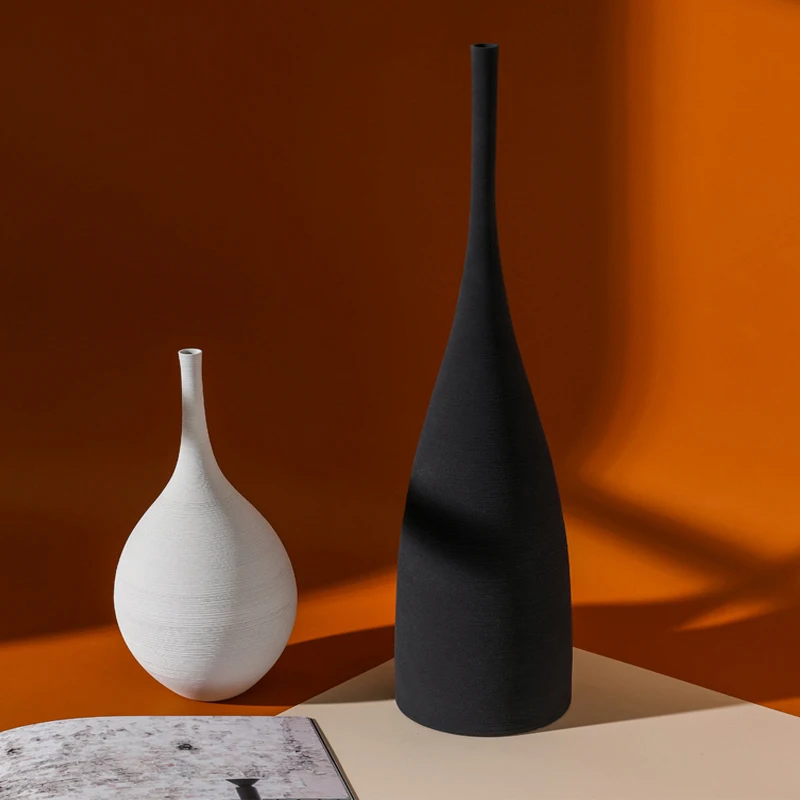 Minimalist handmade black and white art zen vase ceramic ornaments home decor nordic ceramic vase