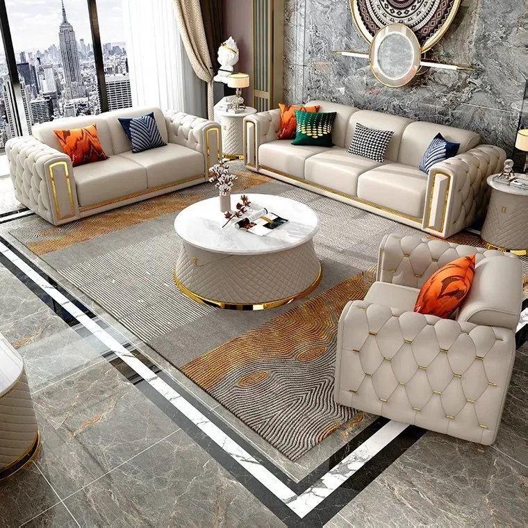 Luxury Contemporary Living Room Sofa Set Modern Chesterfield Couches Stylish Sofas for Home Villa Furniture