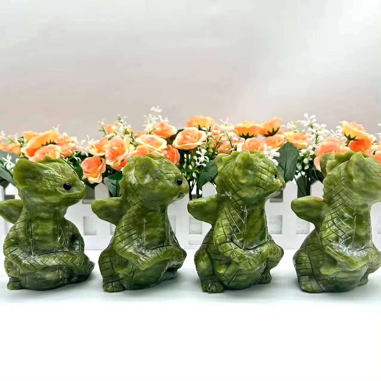 Customization Hand Carved Natural Crystal Xiuyan Jade Dragon Sculpture For Home Decoration