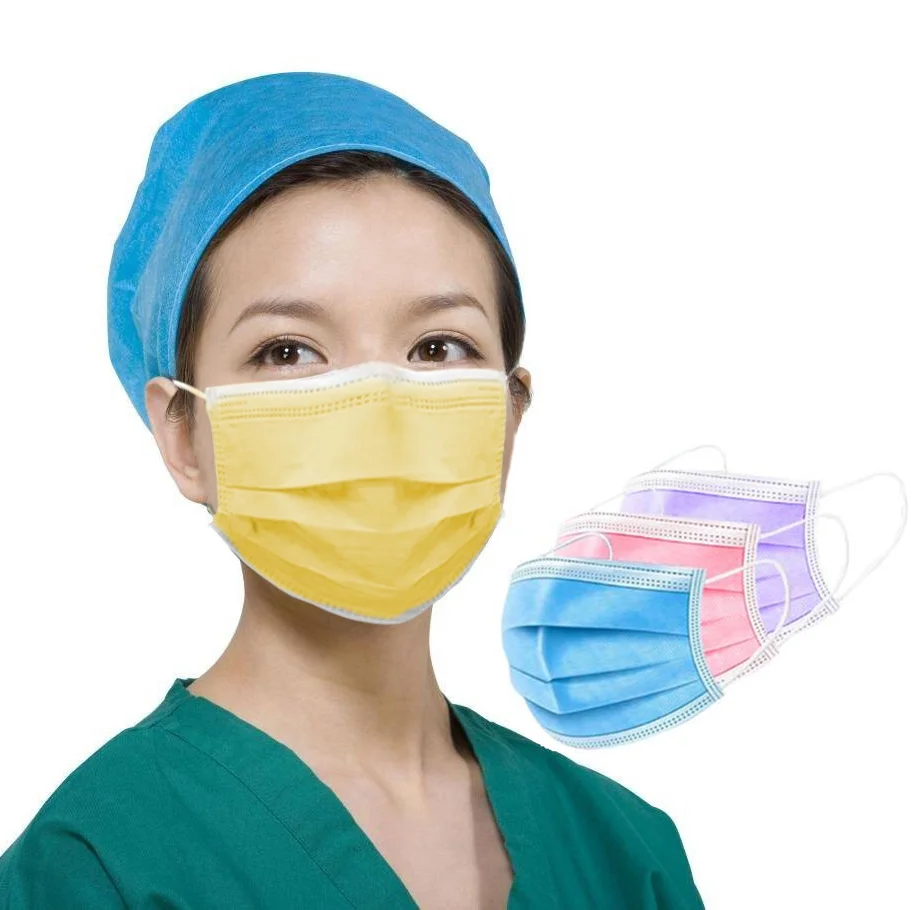 50 упаковок в коробку, Легкая Маска 3 шт, желтая одноразовая маска с металлической переносицей