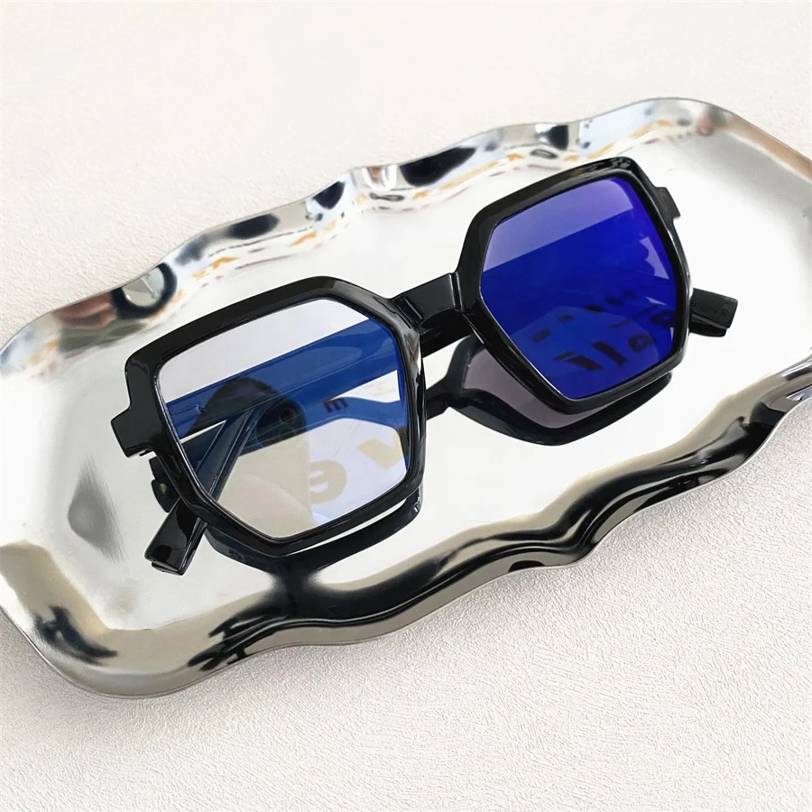 women TR90 spring hinge polygon over size lunett photogray antireflet original blue cut transition lenses glasses photochrom