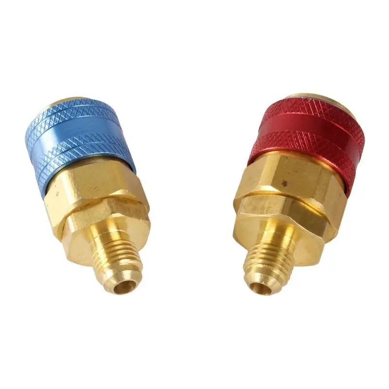 1 Pair Car Quick Coupler Connector H/L Air Conditioning Refrigerant R134A Freon AC Manifold Gauge Connector Professional