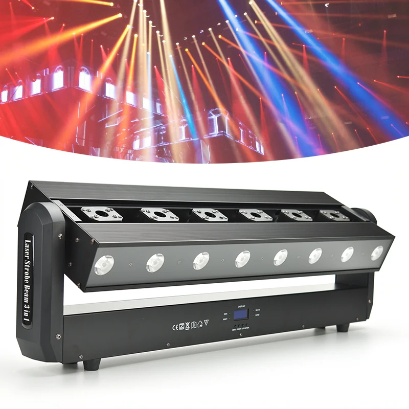 LAM Disco Light 6 Heads Red Laser Bar Lights 6 Eyes RGB Laser Strobe Amber Beam 3in1 Moving Head Stage lighting For DJ Nightclub