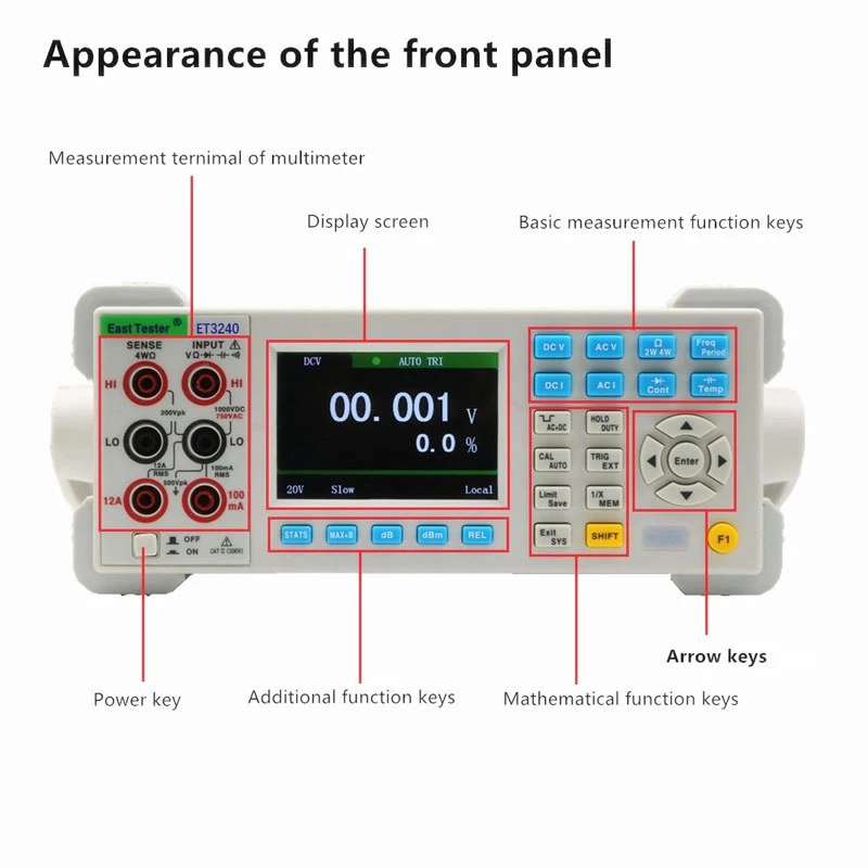 Industrial Grade ET3240  4 1/2 Benchtop Digital Multimeter Profile 3.5 HD TFT LCD Display Support Self-Calibration Function