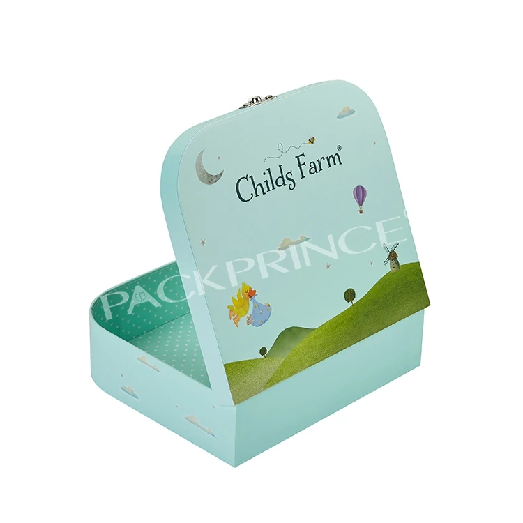 Custom Printed Child Suitcase Kids Mini Paper Cardboard Suitcase Packaging Gift Box Wholesale High Quality For Kids Girls