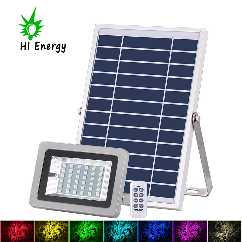 Led Flood Light Ip65 Reflectores Rgb Reflector Solar Panel rgb floodlights Outdoor With Remote Controller for Garden Decoration