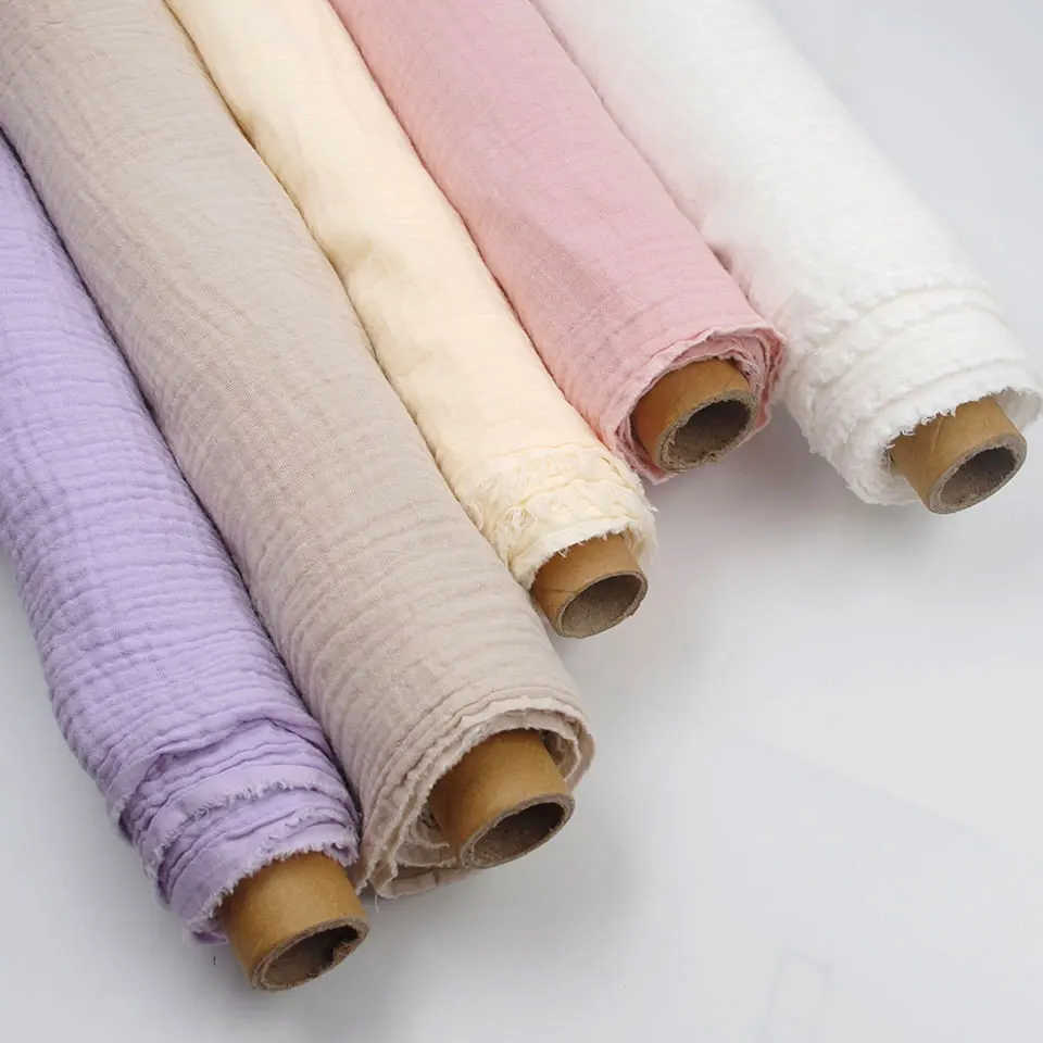 CD-0291 Wholesale Rolls Cheap Baby White Dyed Soft  Muslin 100% Cotton Double Gauze Fabric