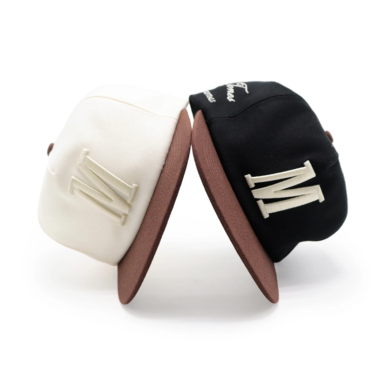 Custom Embroidery 3D Logo Embroidered Cap Unconstructed Two Tone Men Flat Brim Customize Your Own Design Snapback Hat